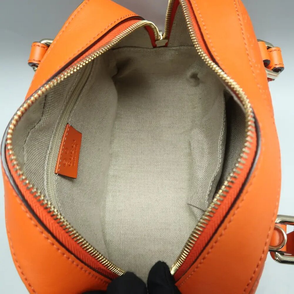 GUCCI Orange Leather Satchel 665-060525 - Picture 10 of 12